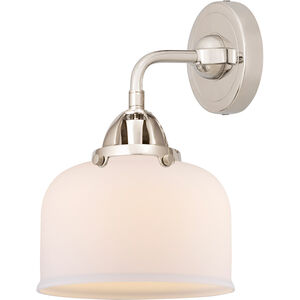 Nouveau 2 Large Bell 1 Light 8 inch Polished Nickel Sconce Wall Light in Matte White Glass