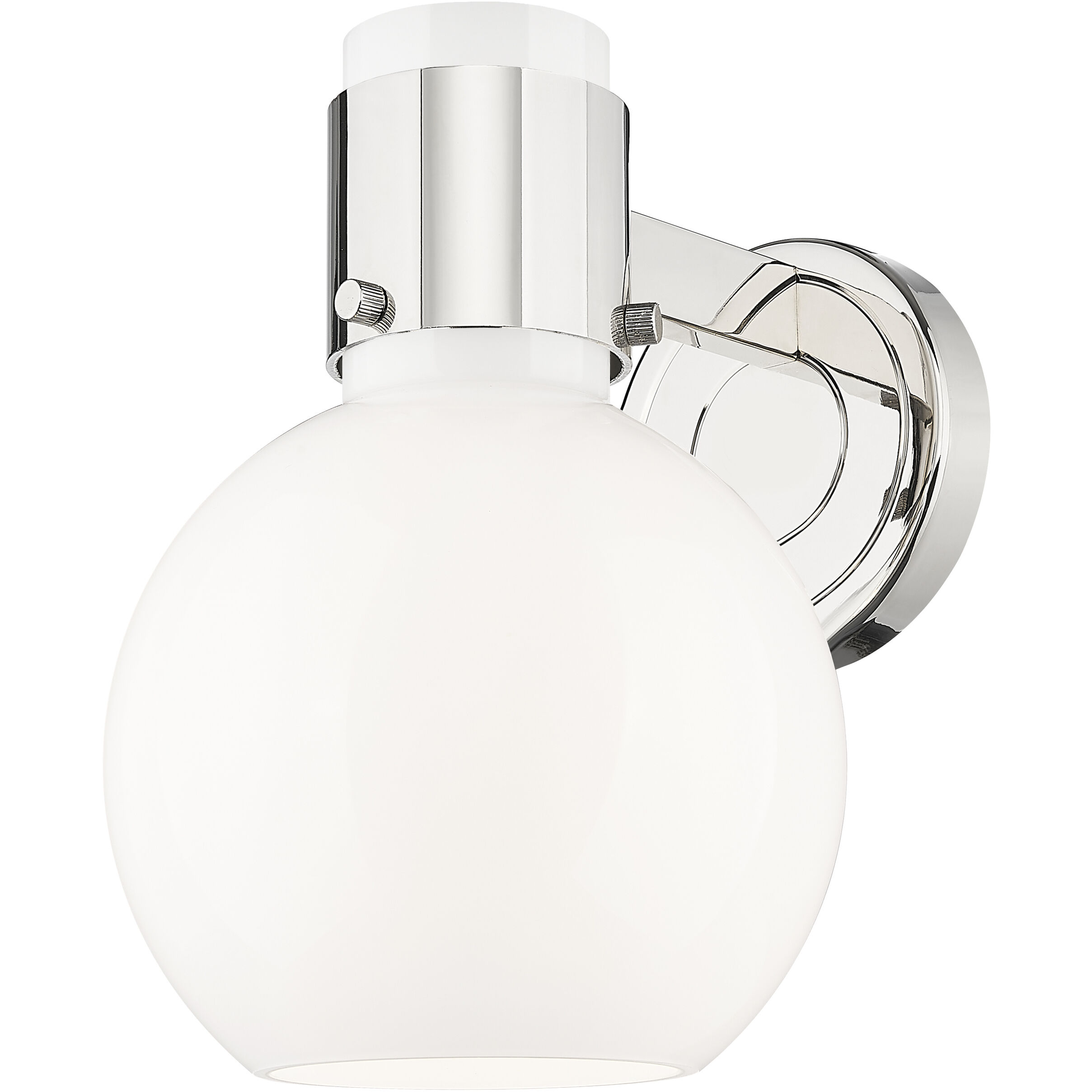 Lawton Sphere Sconce Wall Light in Polished Nickel, Gloss White Glass