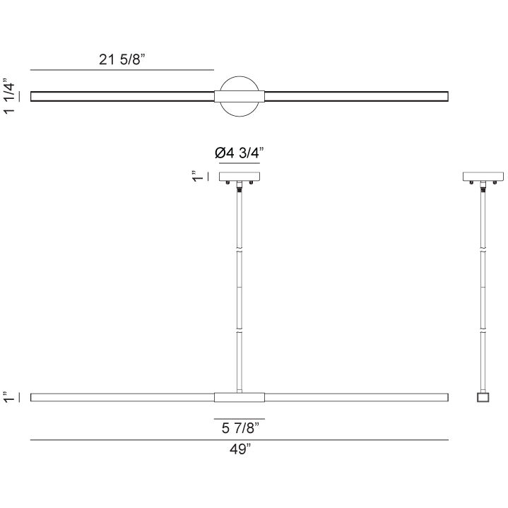 Lineare LED 1.25 inch Matte Black and Chrome Pendant Ceiling Light