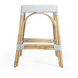 Robias Rectangular Rattan 24.5" Counter Stool in White and Sky Blue Dot