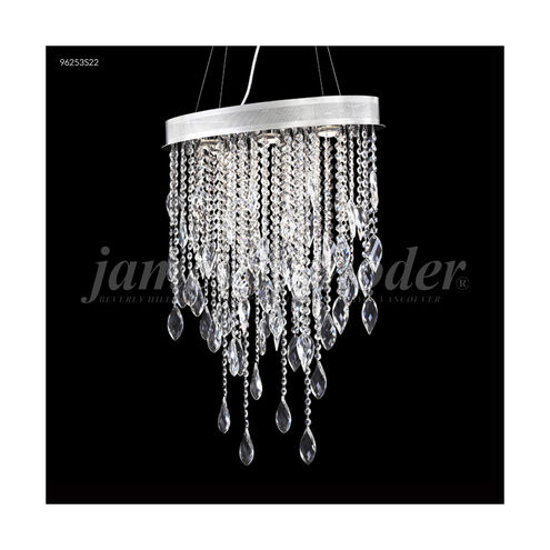 Sculptured Crystal Leaf 3 Light 7 inch Silver Crystal Chandelier Ceiling Light, Oval