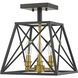 Trestle 3 Light 11 inch Matte Black and Olde Brass Semi Flush Mount Ceiling Light in 4