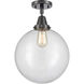 Beacon LED 12 inch Matte Black Flush Mount Ceiling Light in Clear Glass