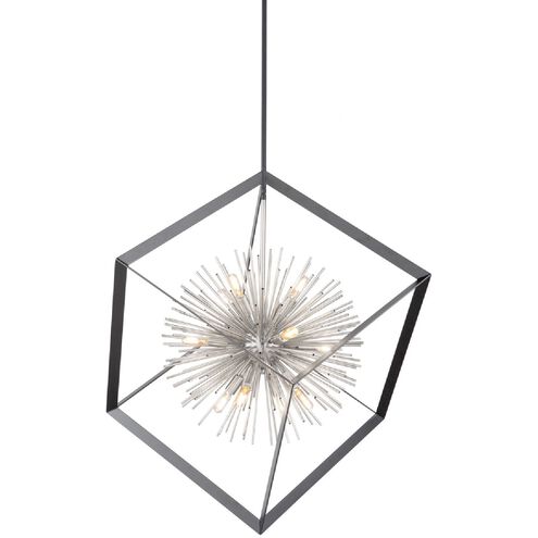 Sunburst 12 Light 37 inch Matte Black and Chrome Chandelier Ceiling Light