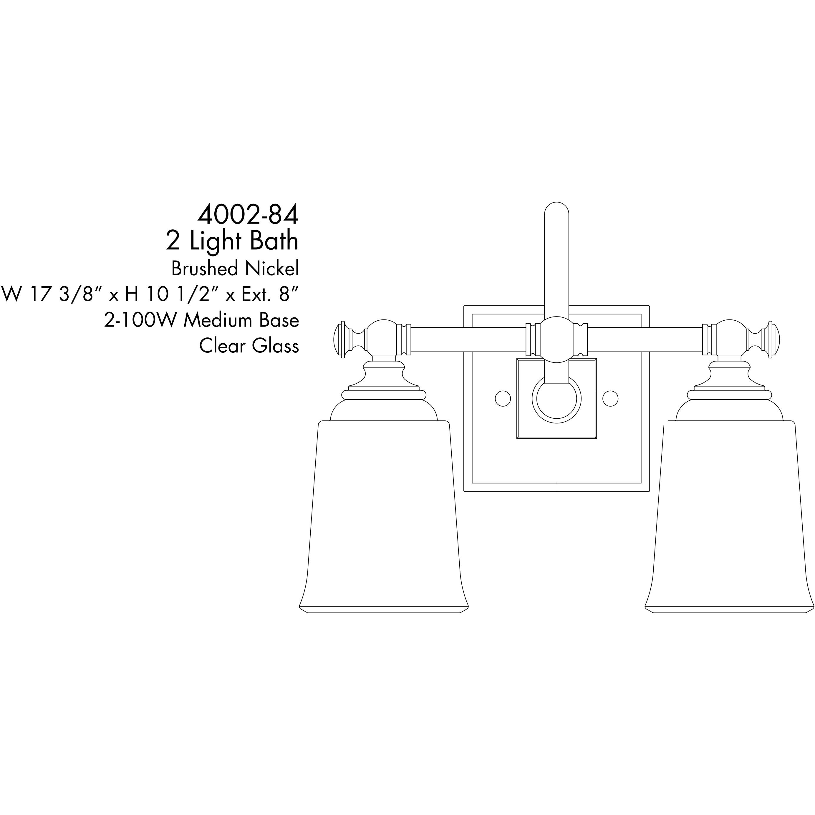 Antonia 2 Light 17.38 inch Brushed Nickel Bath Vanity Light Wall Light