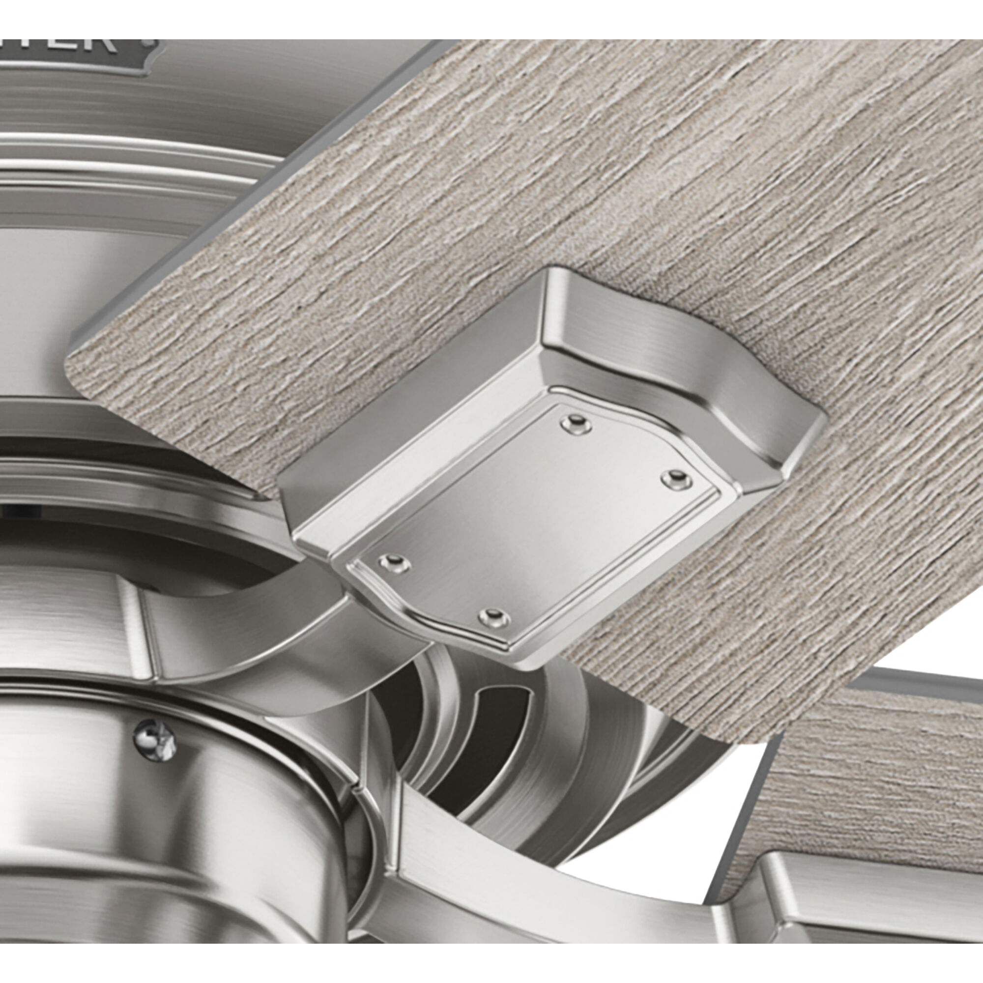 Crystal Peak 44 inch Brushed Nickel with Light Gray Oak/Dark Gray Oak Blades Ceiling Fan