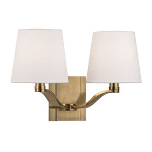 Clayton 2 Light 14 inch Aged Brass Wall Sconce Wall Light