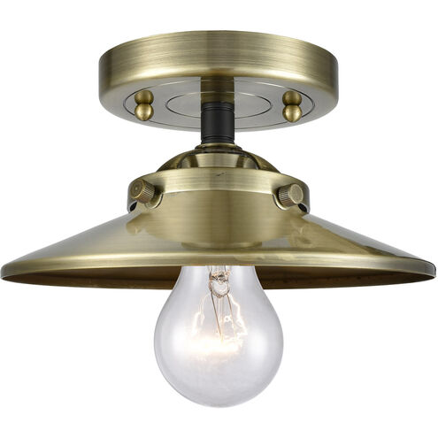 Nouveau Railroad 1 Light 8 inch Black Antique Brass Semi-Flush Mount Ceiling Light, Nouveau