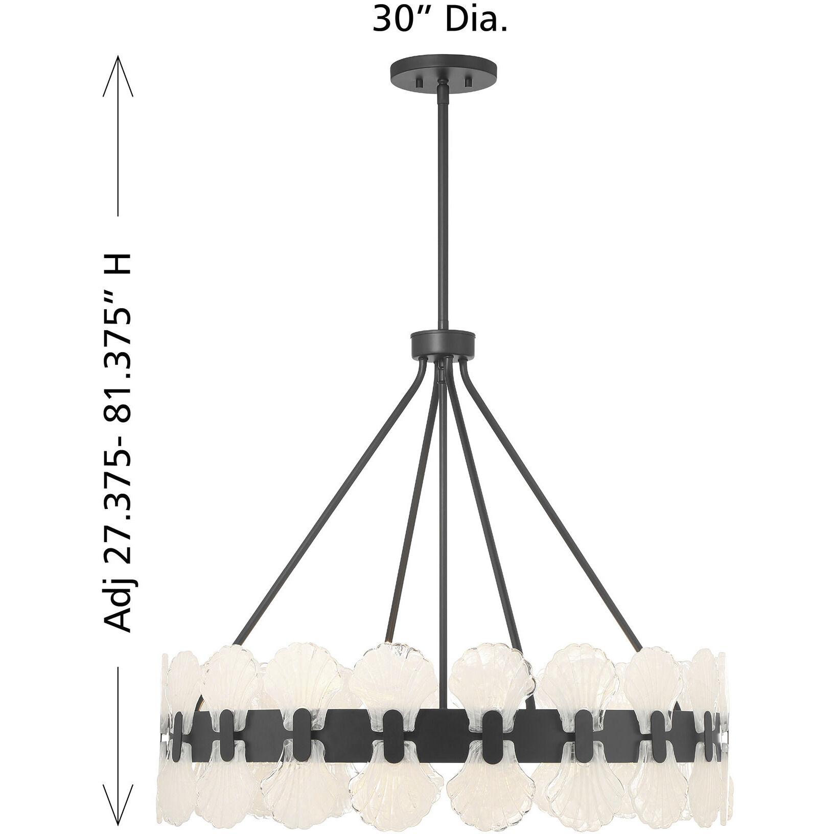 Bancroft 6 Light 30 inch Matte Black Chandelier Ceiling Light