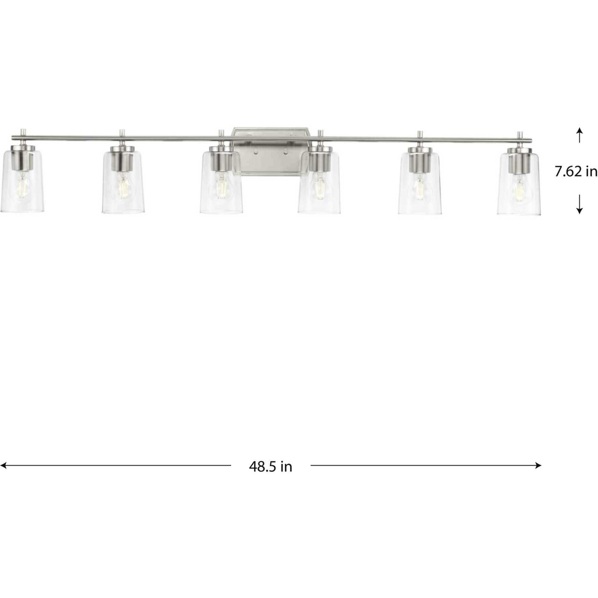 Adley 6 Light 49 inch Brushed Nickel Bath Vanity Wall Light