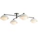 Glaze 4 Light 45 inch Blackened Steel, Ivory Stained Crackle Multipoint Flush Mount Ceiling Light