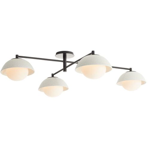 Glaze 4 Light 45 inch Blackened Steel, Ivory Stained Crackle Multipoint Flush Mount Ceiling Light