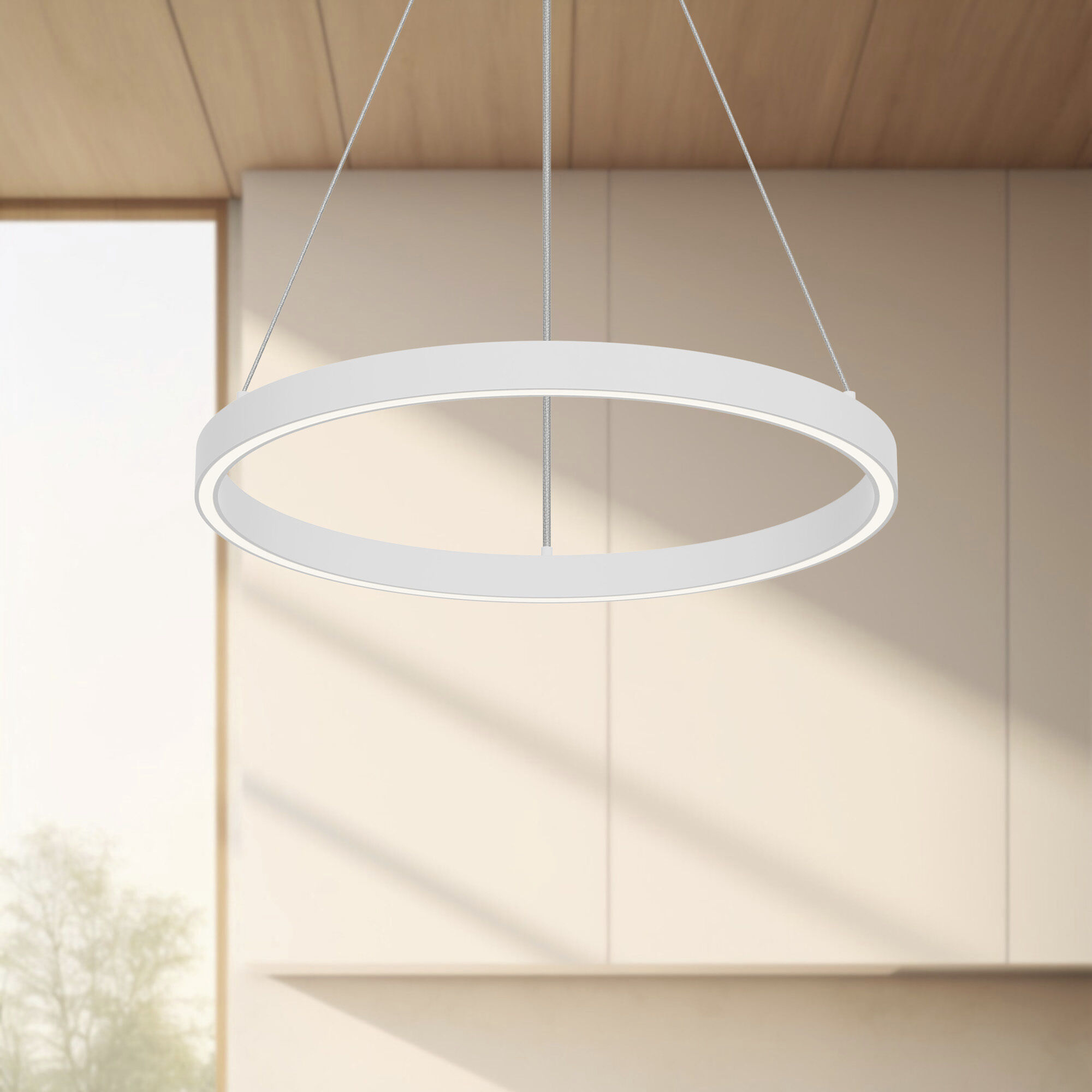 Cerchio LED 17.75 inch White Pendant Ceiling Light