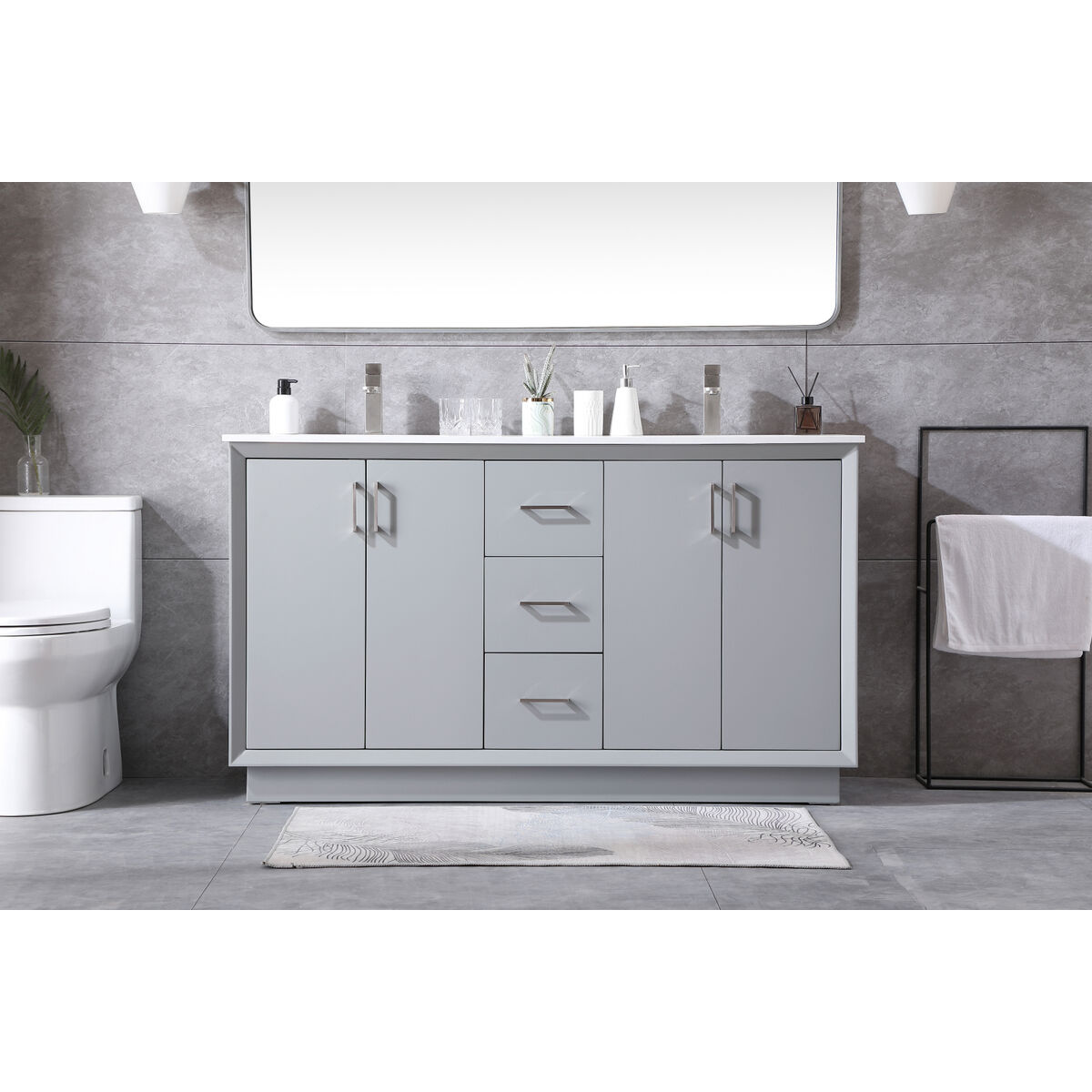 Hayes 60 X 22 X 35 inch Grey Vanity Sink Set