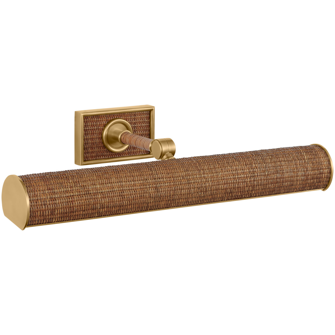 Chapman & Myers Halwell 16 watt 18 inch Antique-Burnished Brass and Natural Woven Rattan Picture Light Wall Light