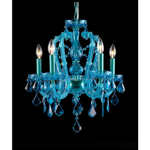 Ocean Drive 5 Light 18 inch Aqua Blue Crystal Mini Chandelier Ceiling Light