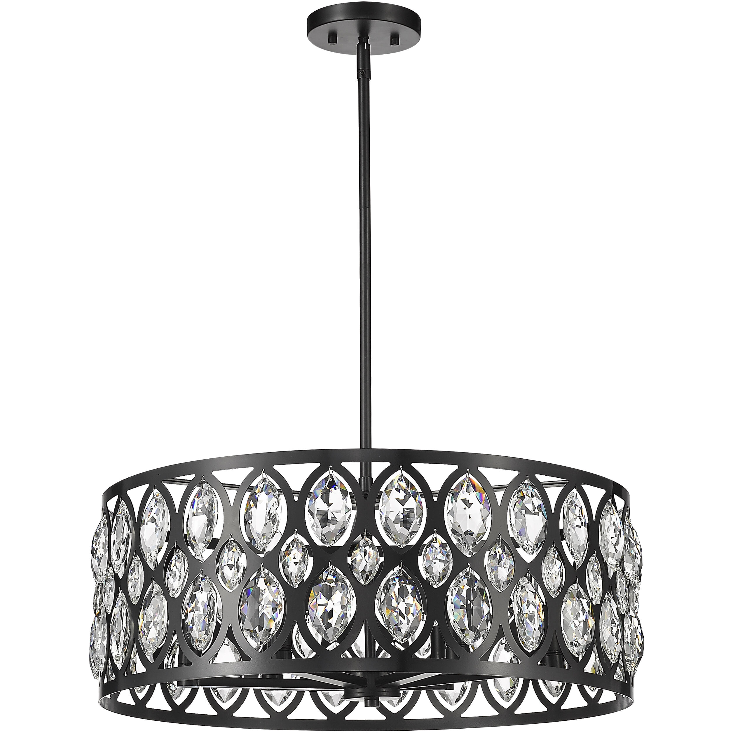 Dealey 6 Light 23.5 inch Matte Black Chandelier Ceiling Light