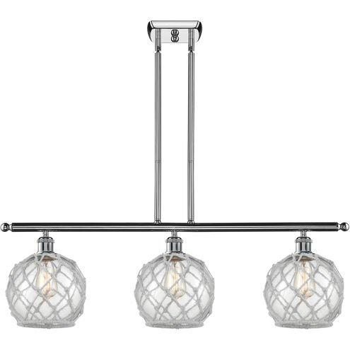 Ballston Farmhouse Rope 3 Light 36 inch Polished Chrome Island Light Ceiling Light in Clear Glass with White Rope, Ballston
