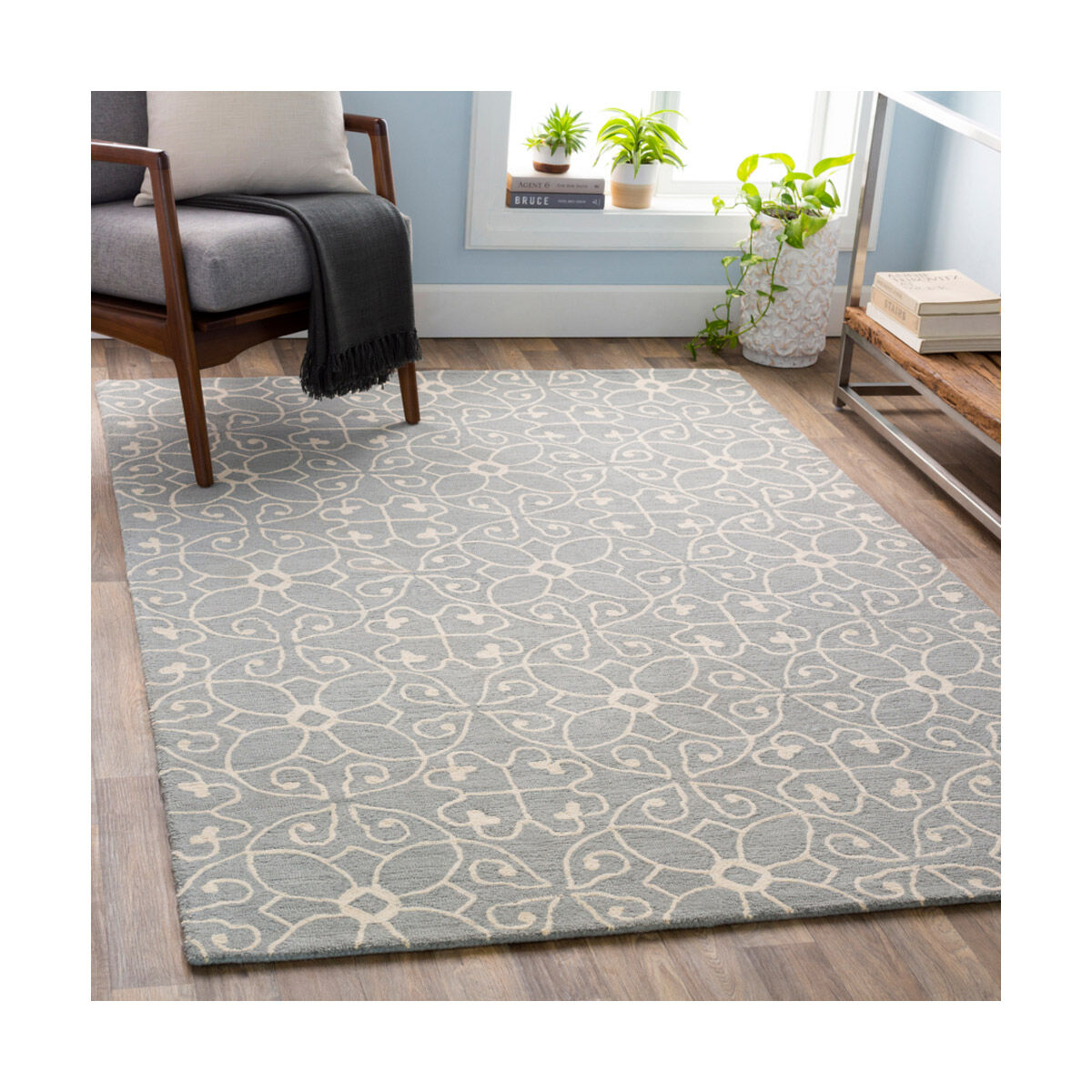 Scott 96 X 29 inch Medium Gray/Cream Rugs, Wool