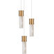 Cannula 3 Light 7.5 inch Vintage Brass Multi-Drop Pendant Ceiling Light