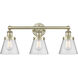Cone 3 Light 24.5 inch Antique Brass Bath Vanity Light Wall Light in Seedy