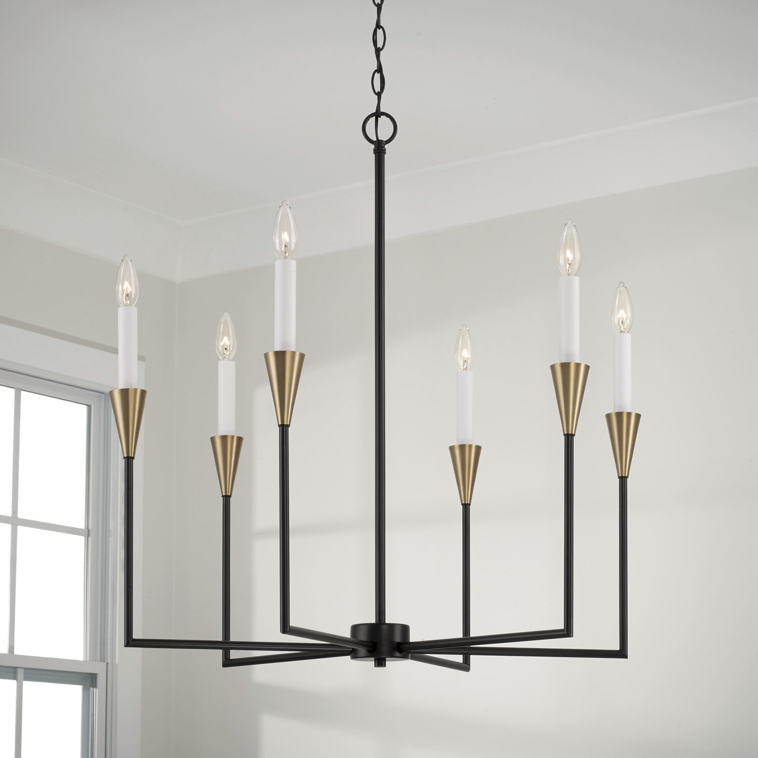 Avant 6 Light 29 inch Aged Brass and Black Chandelier Ceiling Light