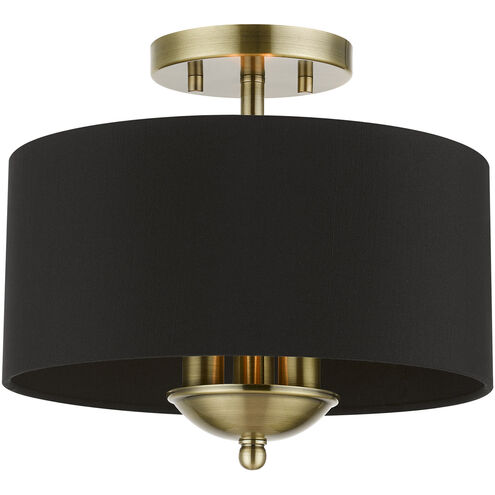 Huntington 3 Light 12 inch Antique Brass Semi-Flush Mount Ceiling Light