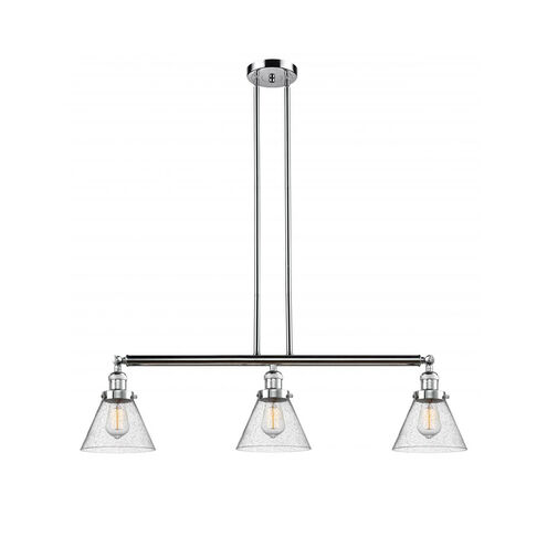 Franklin Restoration Large Cone LED 40 inch Polished Chrome Island Light Ceiling Light in Seedy Glass, Franklin Restoration