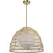 Palm LED 20 inch Natural and Plated Satin Brass Pendant Ceiling Light