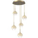 Cabochon LED Gilded Brass with Travertine Stone Pendant Chandelier Ceiling Light in 2700K LED, Opal White