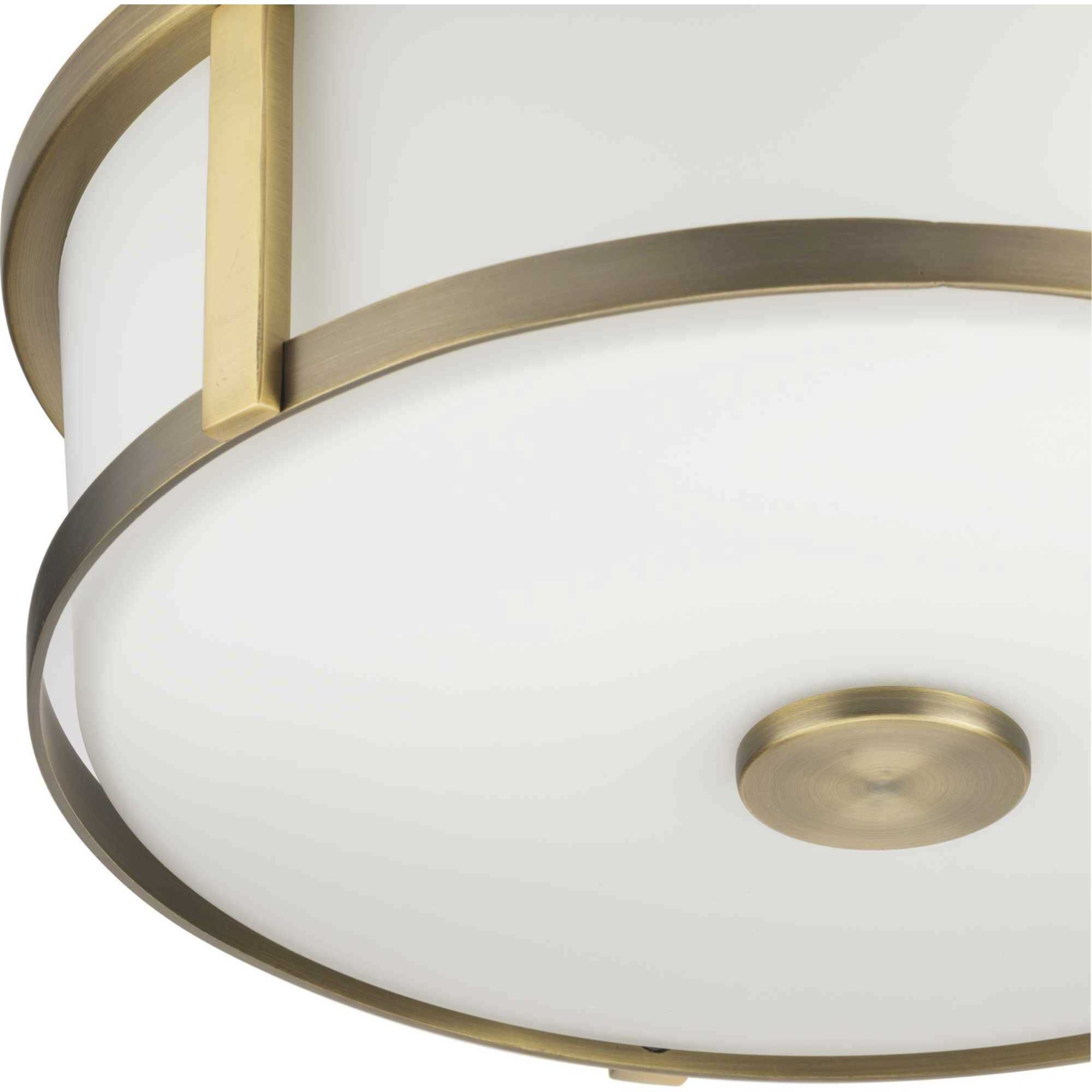 Gilliam 2 Light 12.62 inch Vintage Brass Flushmount Ceiling Light