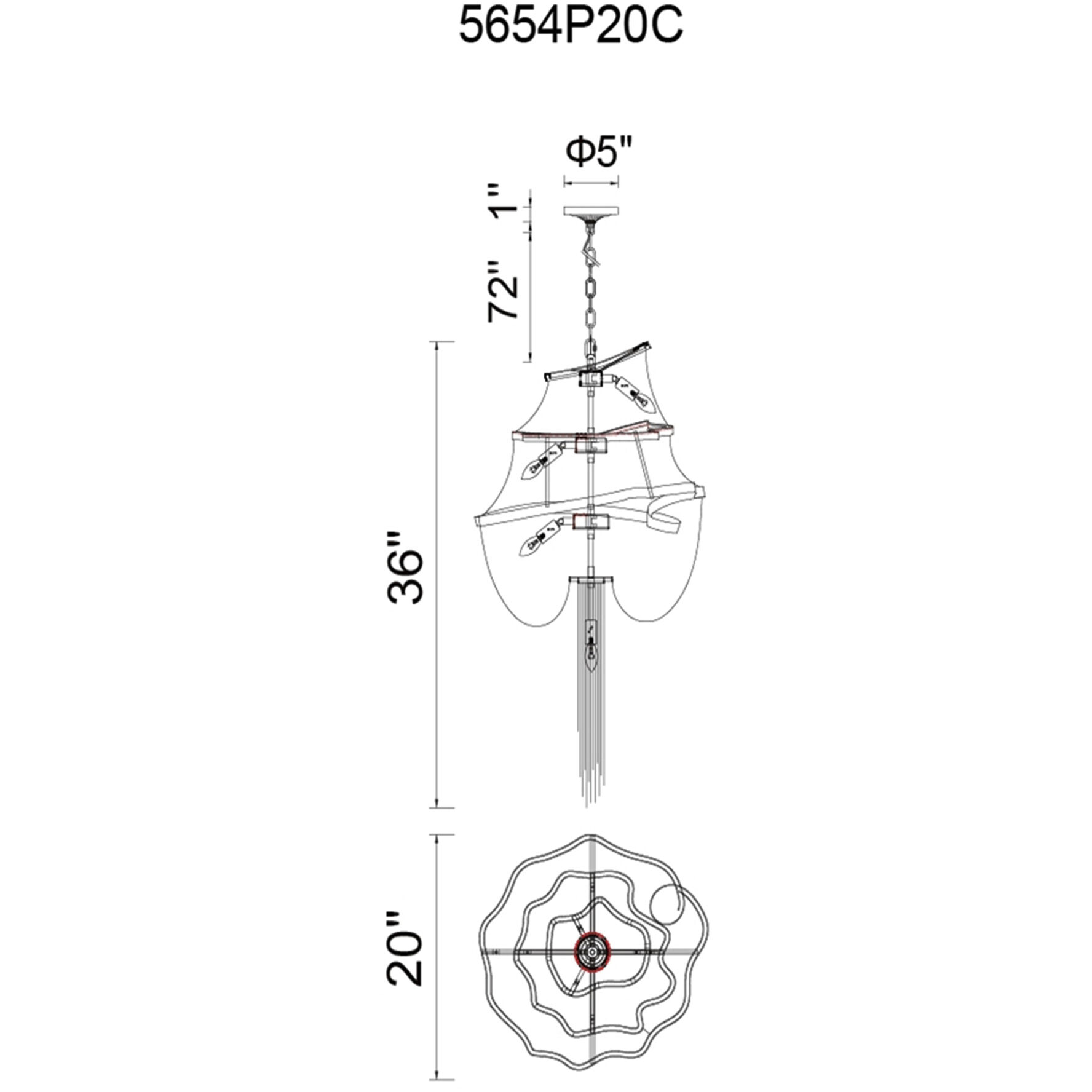 Secca 9 Light 20 inch Chrome Down Chandelier Ceiling Light
