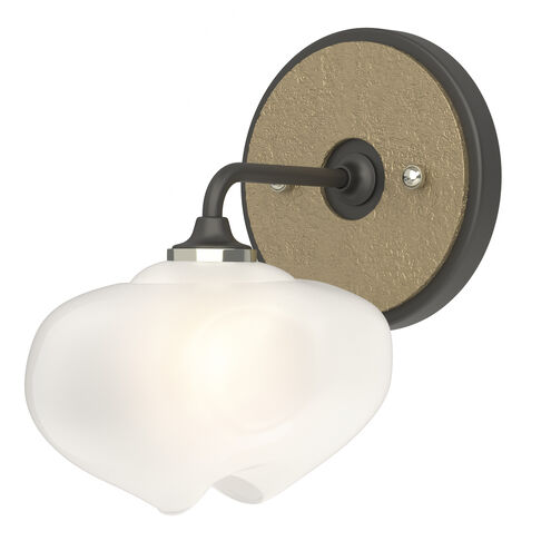 Ume 1 Light 7.4 inch Black and Soft Gold Curved Arm Bath Sconce Wall Light in Black/Soft Gold, Frosted, Curved Arm