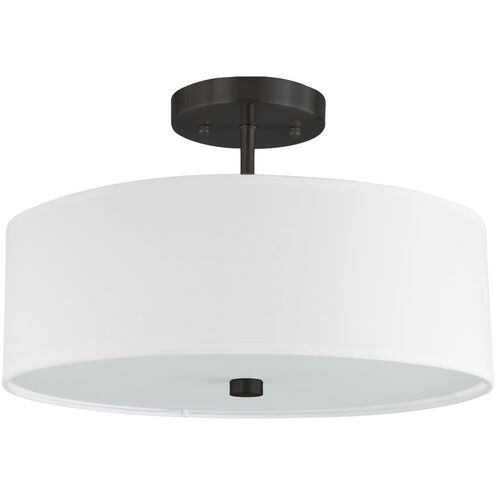 Everly 3 Light 14.25 inch Matte Black with White Semi-Flush Mount Ceiling Light