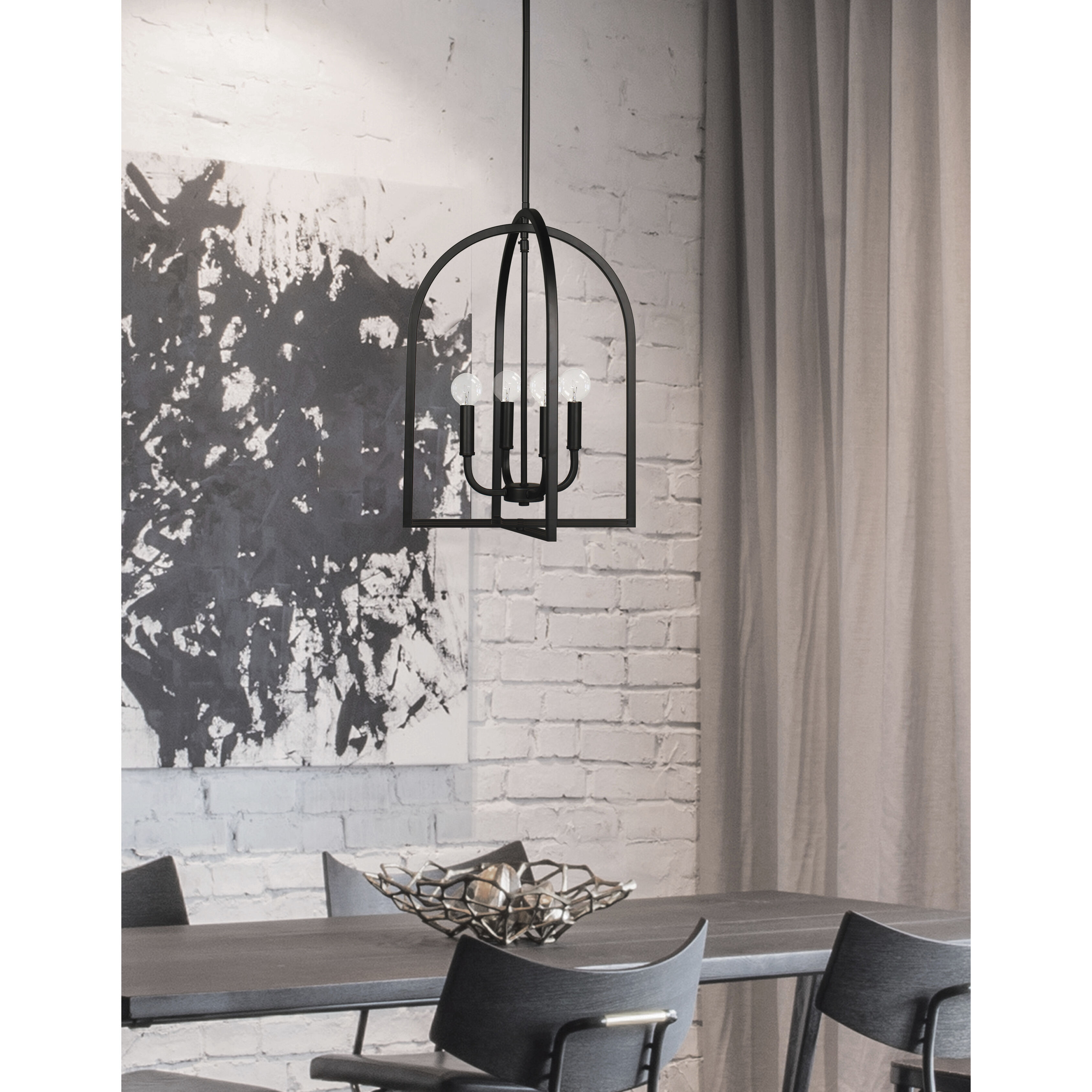 Pamela 4 Light 16 inch Matte Black Single Drop Pendant Ceiling Light