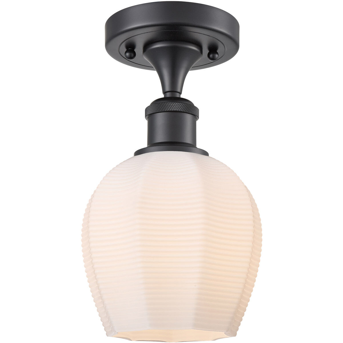 Ballston Norfolk LED 5.75 inch Matte Black Semi-Flush Mount Ceiling Light in Matte White Glass