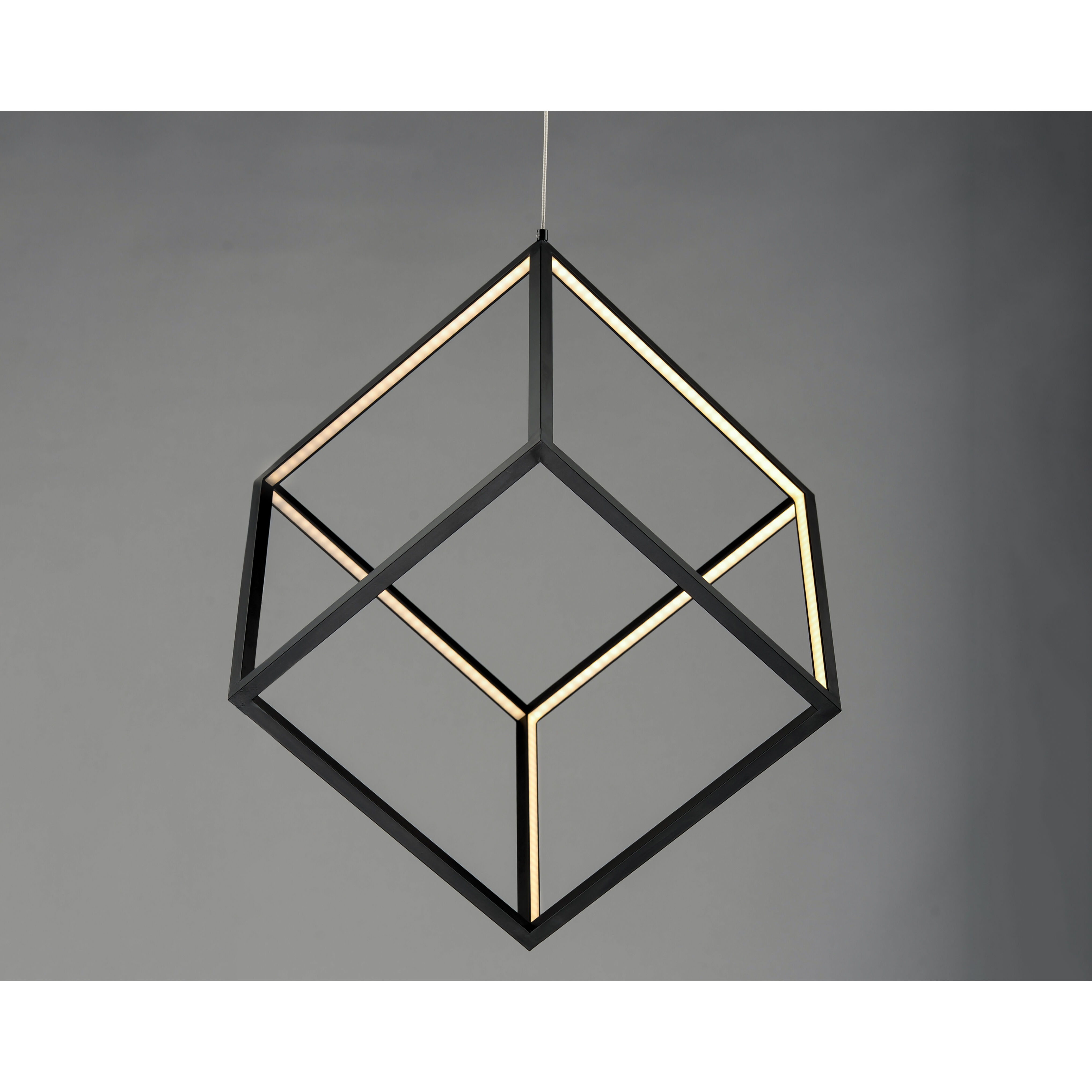 4 Square LED 20.5 inch Black Single Pendant Ceiling Light