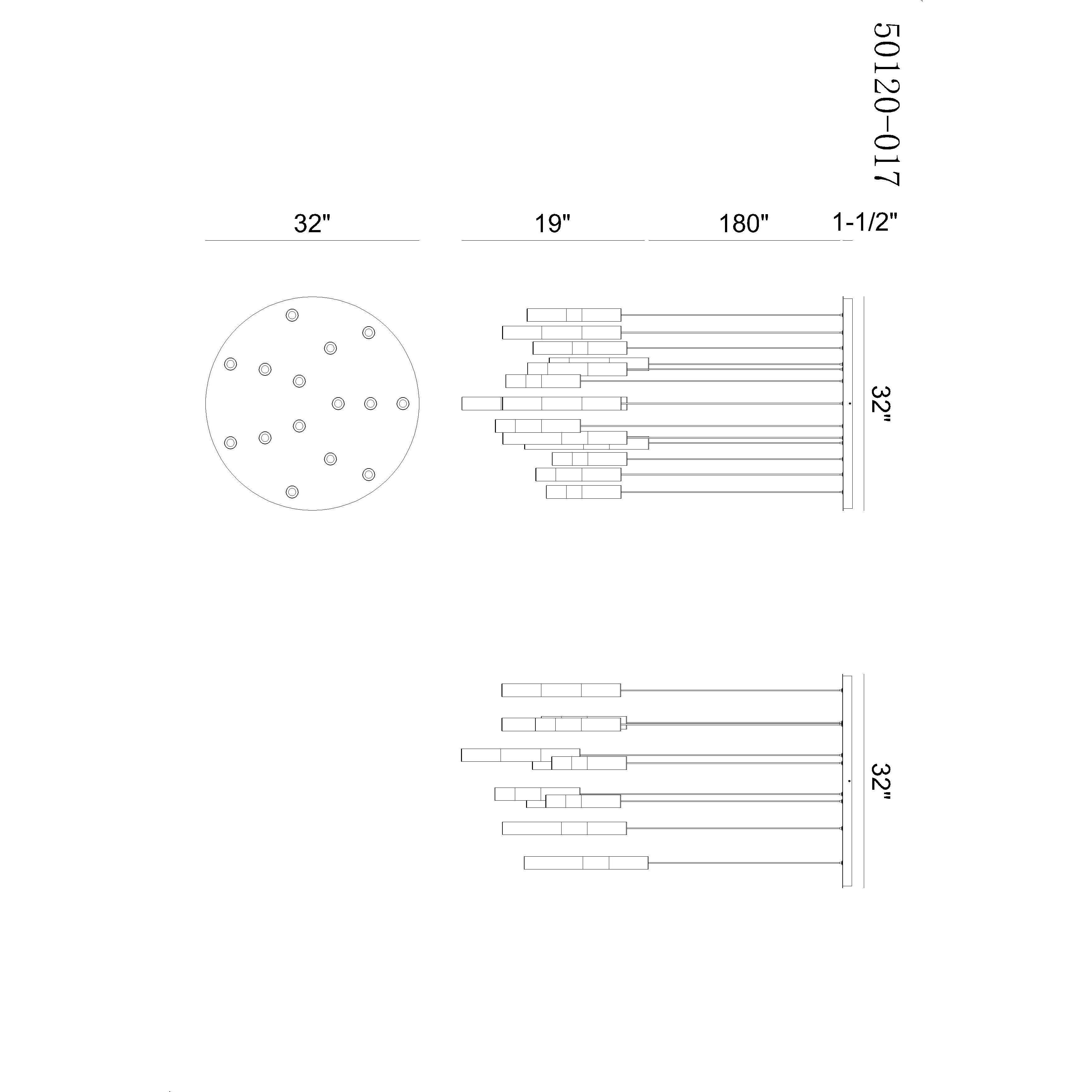 Ronda LED 32 inch Weathered Brass Multi Drop Chandelier Ceiling Light