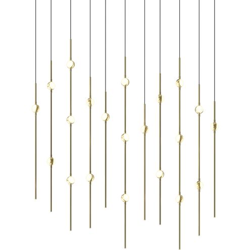 Constellation Aries LED 35.5 inch Satin Brass Pendant Ceiling Light in 3000K, White Optical Acrylic, 10 FT. Cord