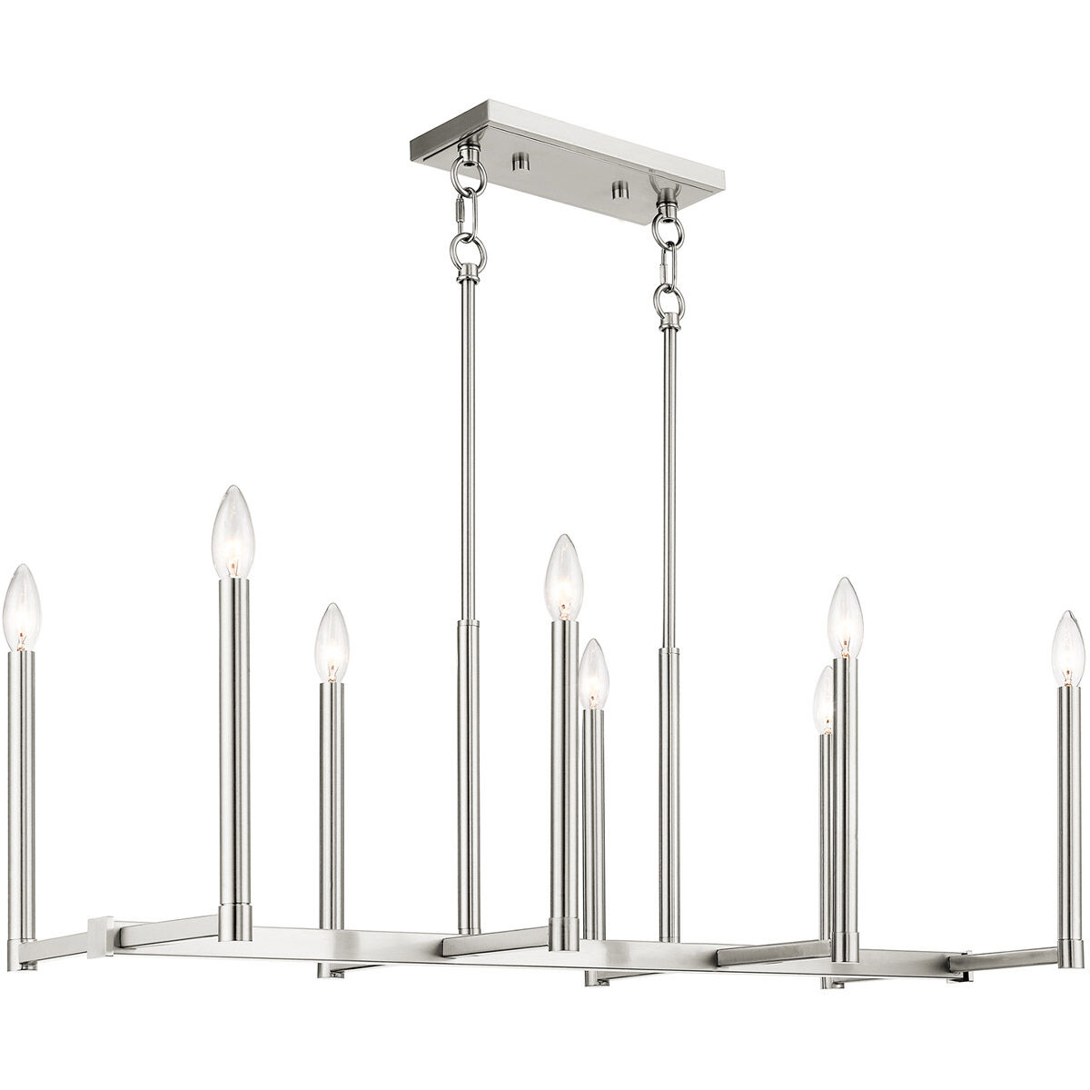Alpine 8 Light 37 inch Brushed Nickel Linear Chandelier Ceiling Light