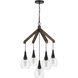 Watkins 5 Light 24 inch Wood and Dark Bronze Chandelier Ceiling Light