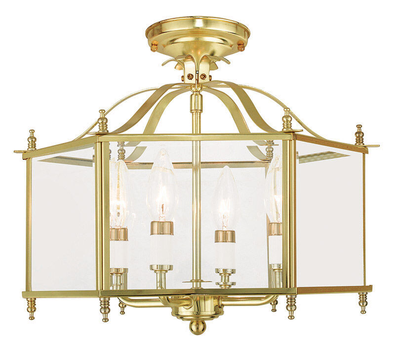 Livingston 4 Light 16 inch Polished Brass Convertible Pendant/Ceiling Mount Ceiling Light