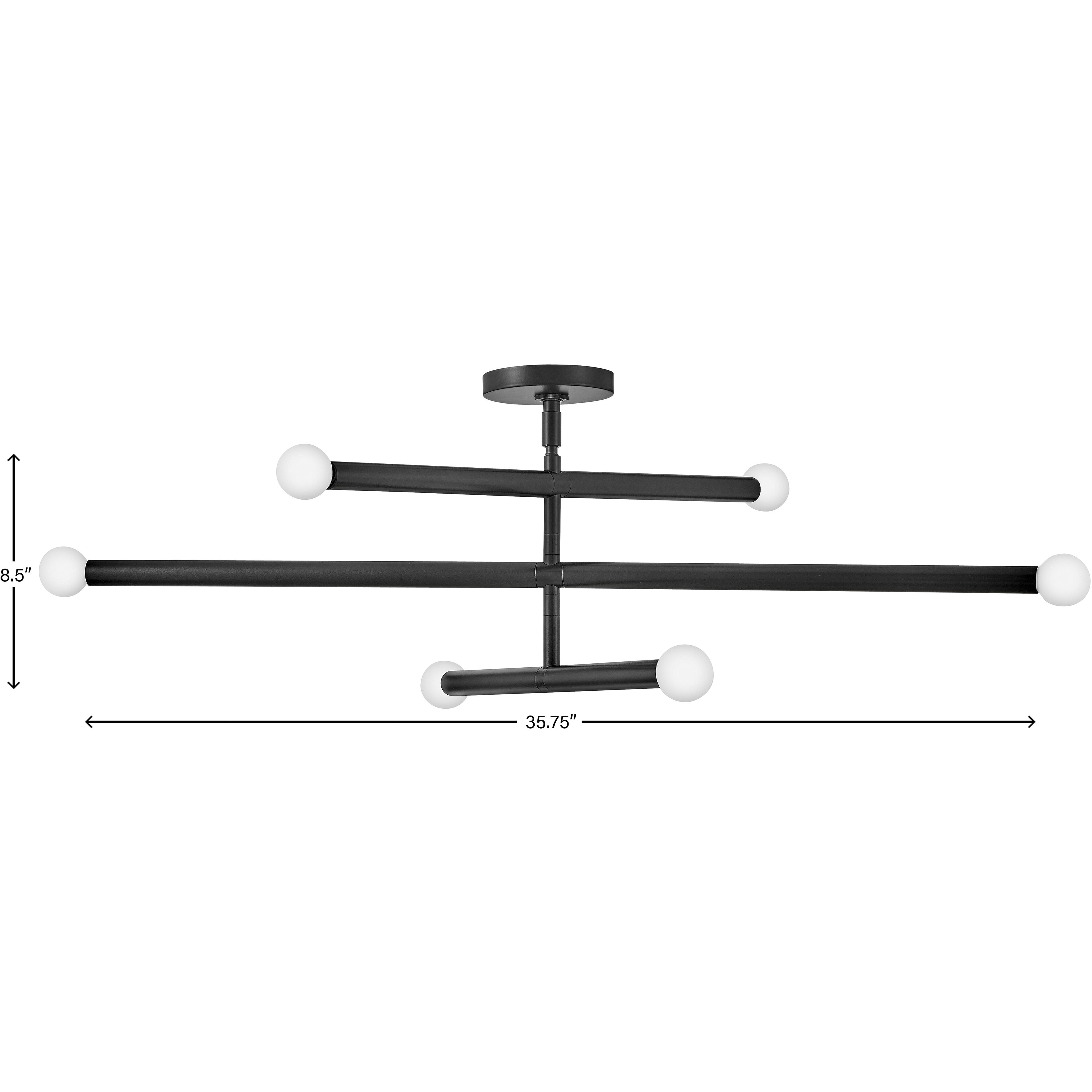 Millie LED 35.75 inch Black Chandelier Ceiling Light, Semi-Flush Mount