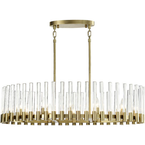 Julian 12 Light 51 inch Aged Brass Linear Chandelier Ceiling Light