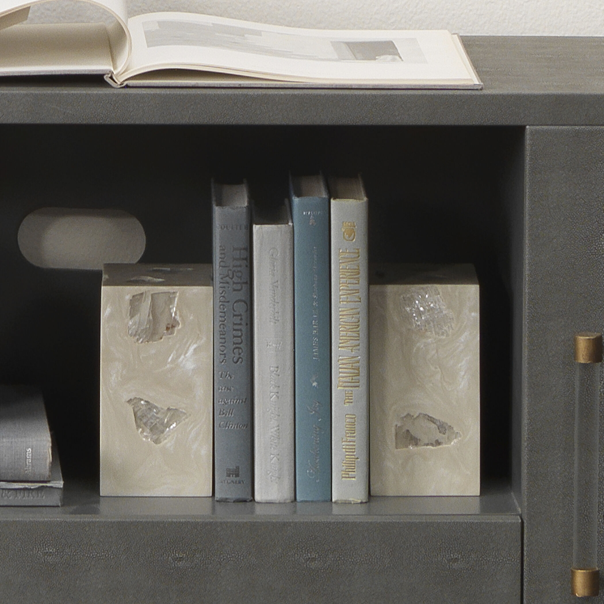 Slab 4.5 X 3.5 inch Clear Mica & Pearl Resin Bookends in Clear Mica and Pearl Resin, Set of 2