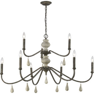 French Connection 9 Light 42 inch Malted Rust with Natural Chandelier Ceiling Light