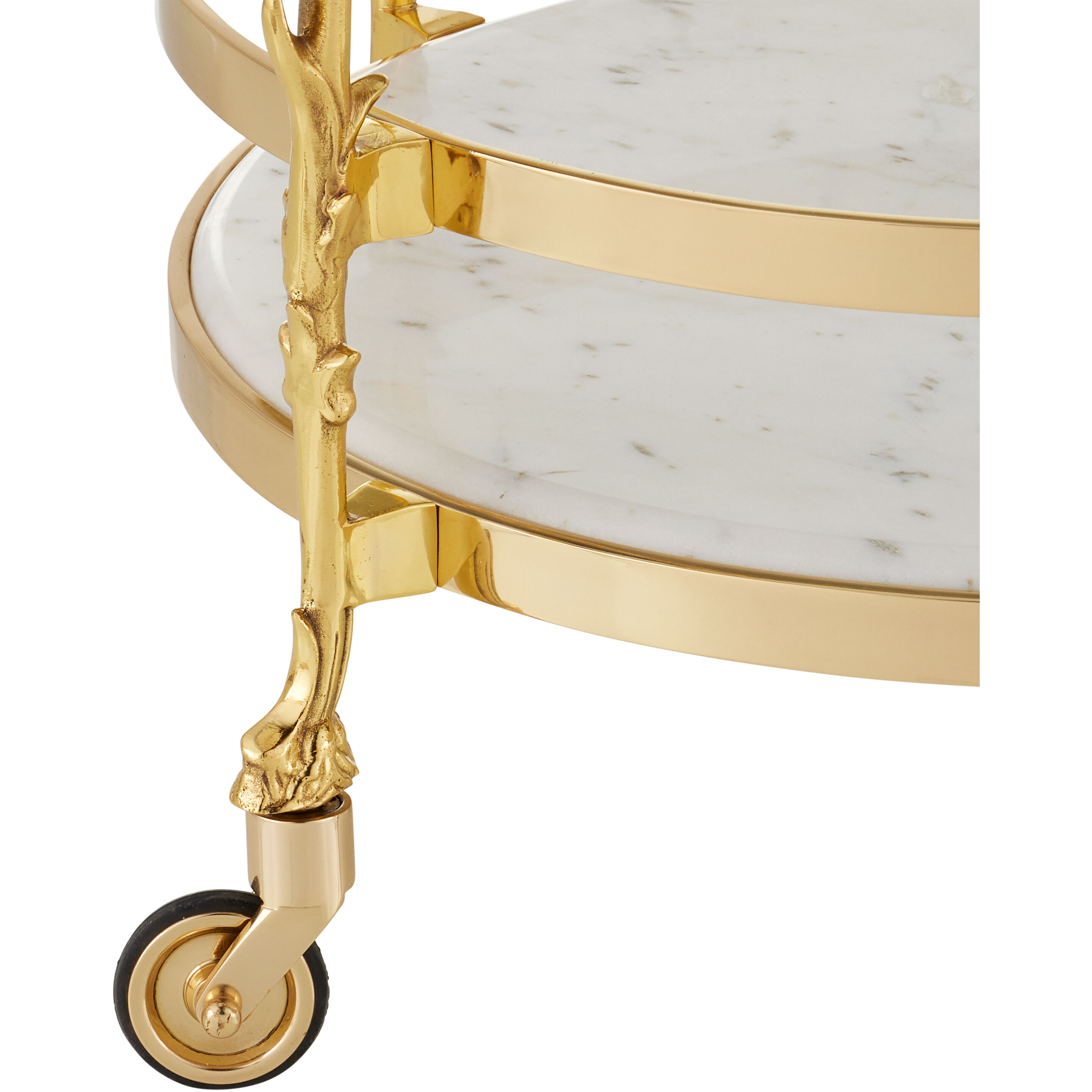 Fiore Polished Brass/Clear/Natural Bar Cart