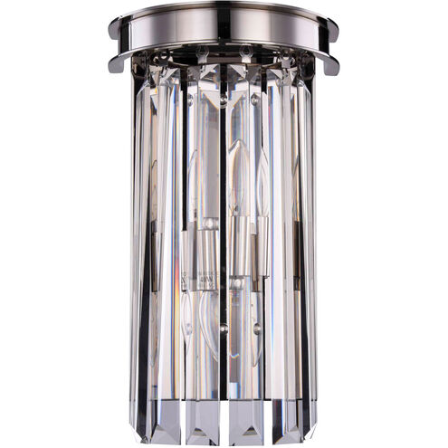 Sydney 2 Light 8 inch Polished Nickel Wall Sconce Wall Light in Clear, Urban Classic