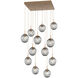 Aster LED LED Novel Brass Chandelier Ceiling Light, Square Multi-Pendant