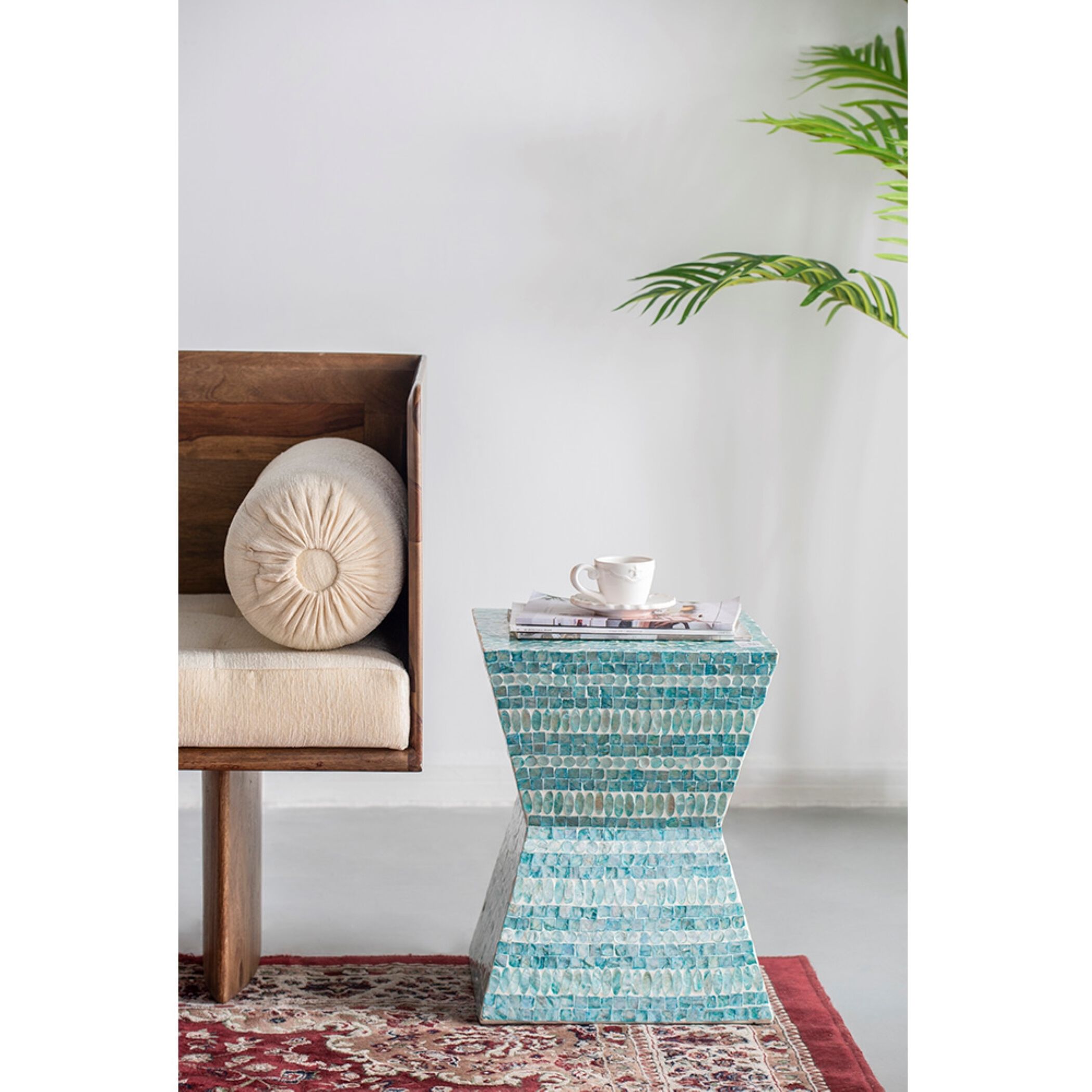 Square 17.7 inch Turquoise Stool, Square
